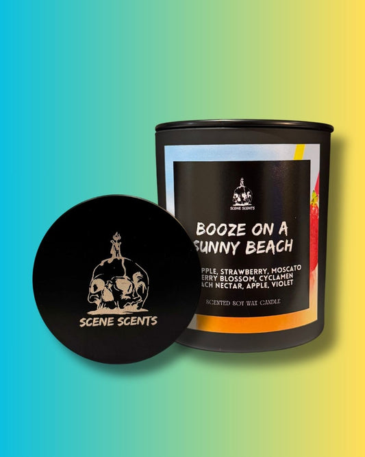 Booze On A Sunny Beach Candle